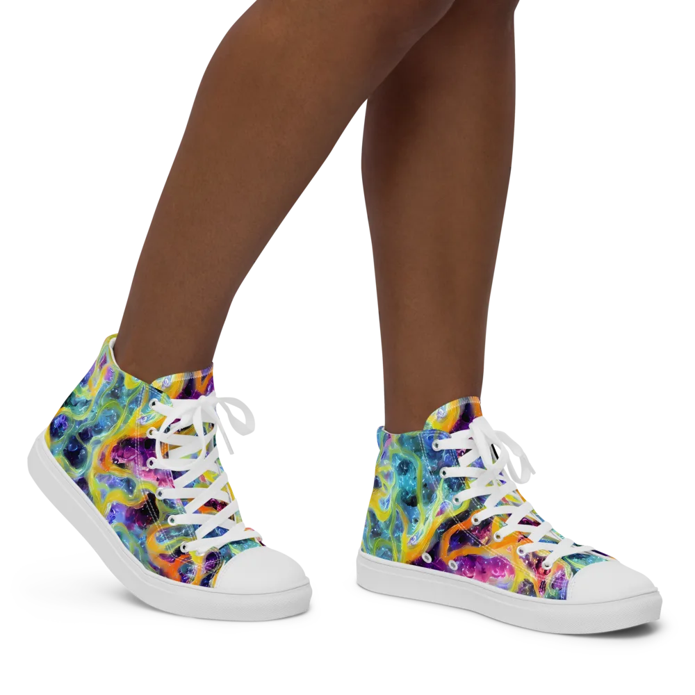 Electric Rivulet on Women's High Top Canvas Shoes — Right