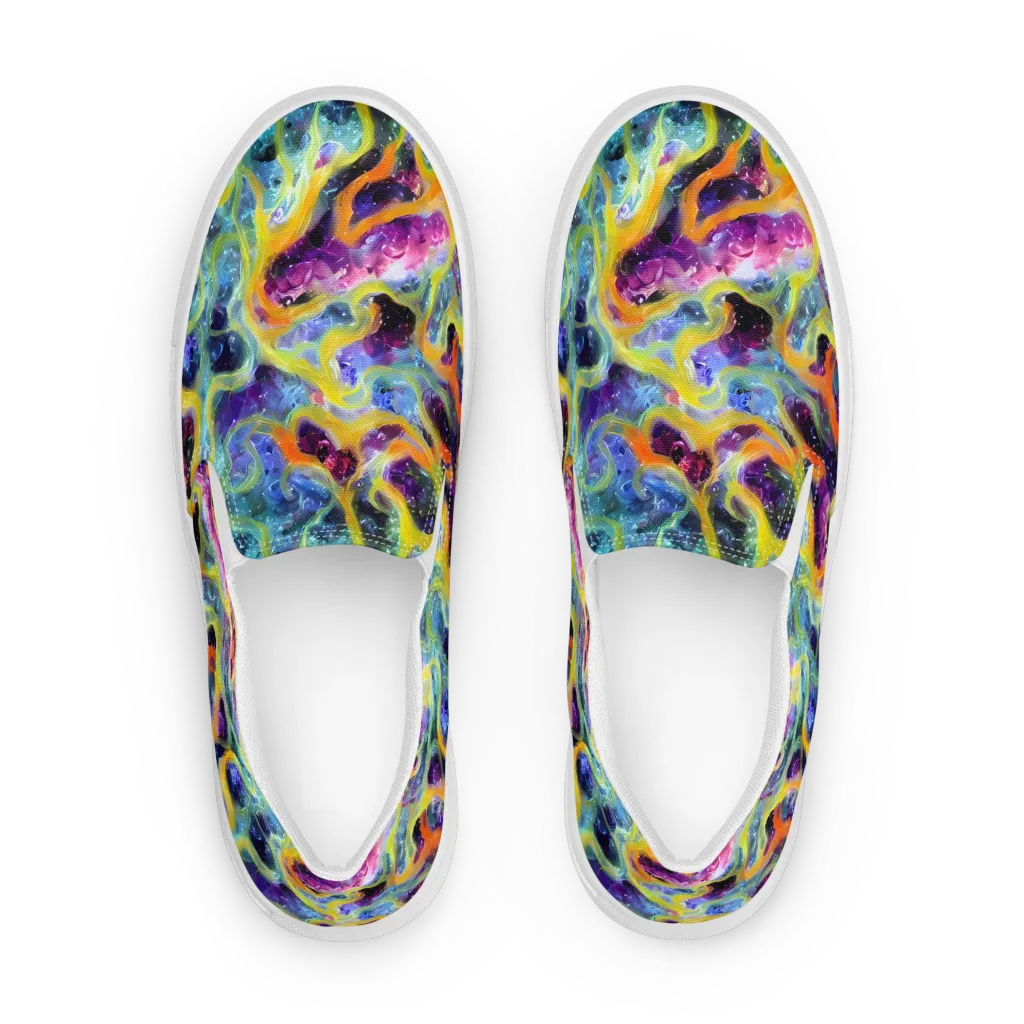 Electric Rivulet on Men's Slip-On Canvas Shoes — Front
