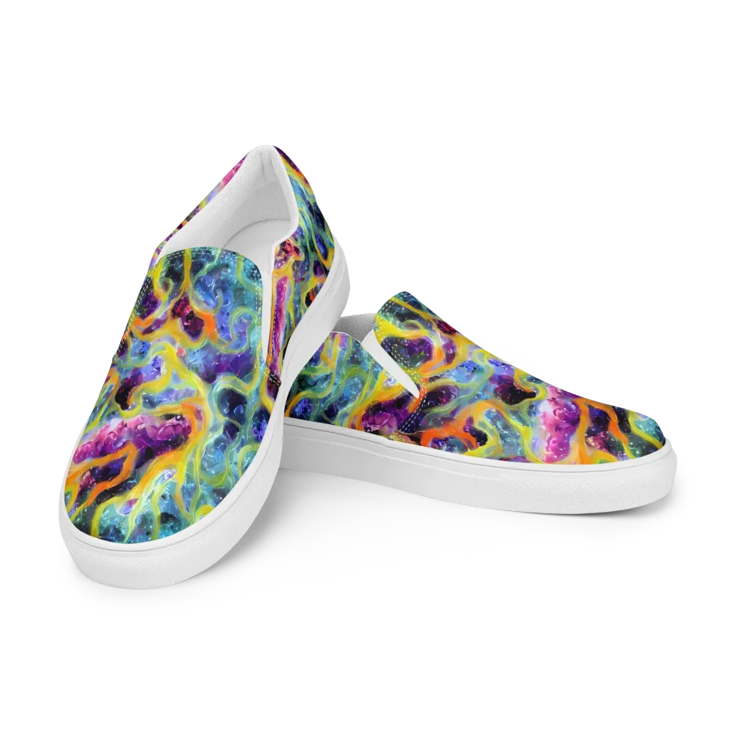 Electric Rivulet on Men's Slip-On Canvas Shoes — Left Front