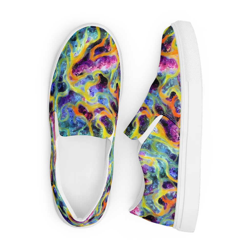 Electric Rivulet on Men's Slip-On Canvas Shoes — Front