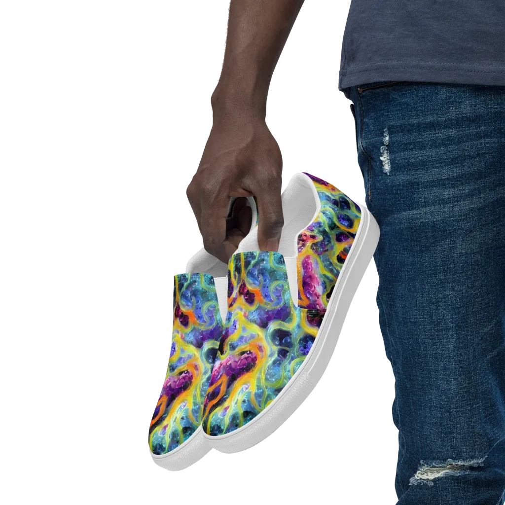 Electric Rivulet on Men's Slip-On Canvas Shoes — Left Front