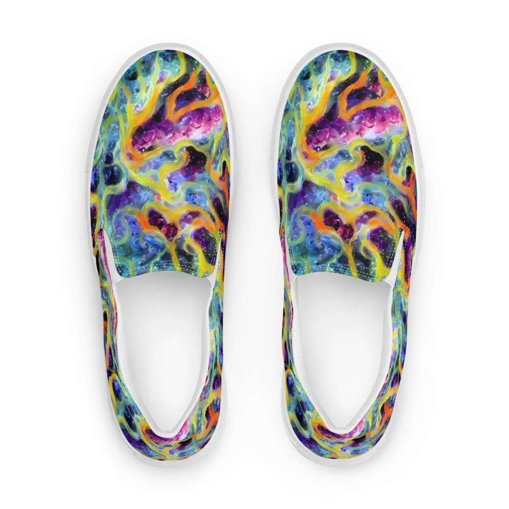 Electric Rivulet on Women's Slip-On Canvas Shoes — Front