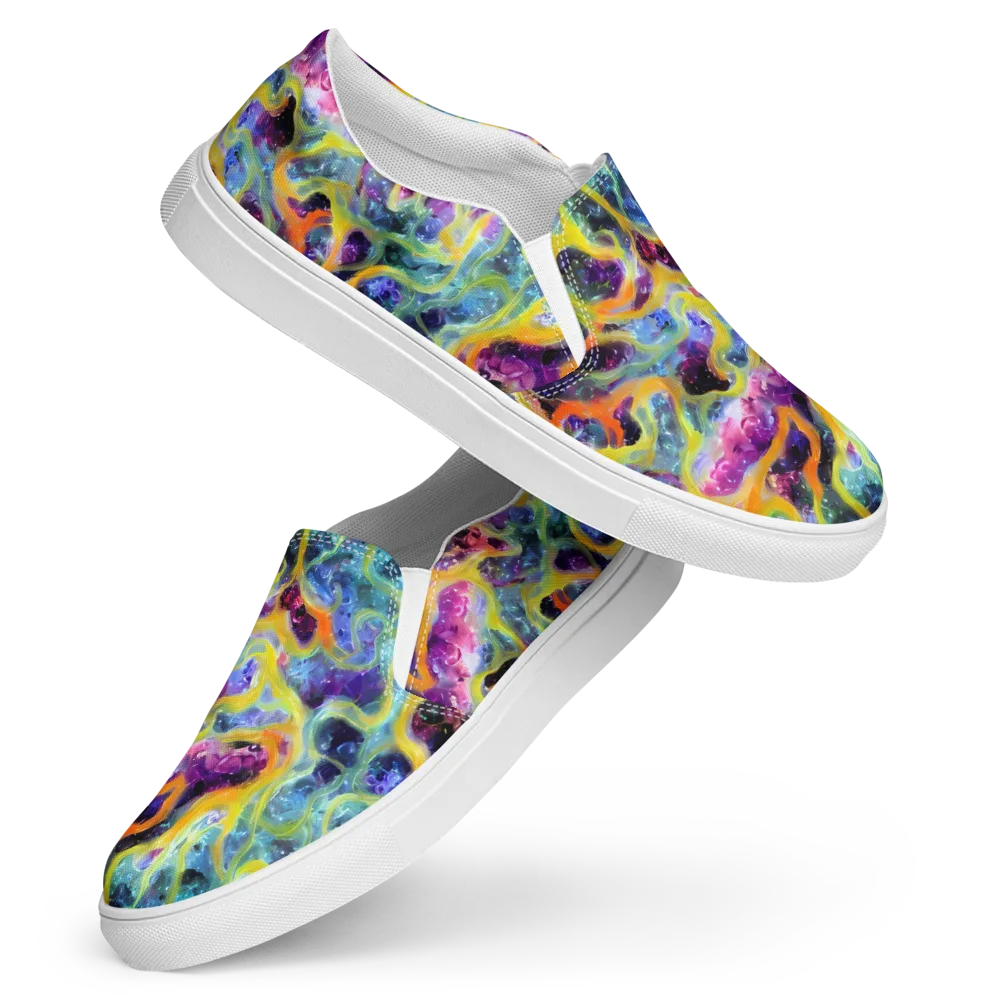 Electric Rivulet on Women's Slip-On Canvas Shoes — Front
