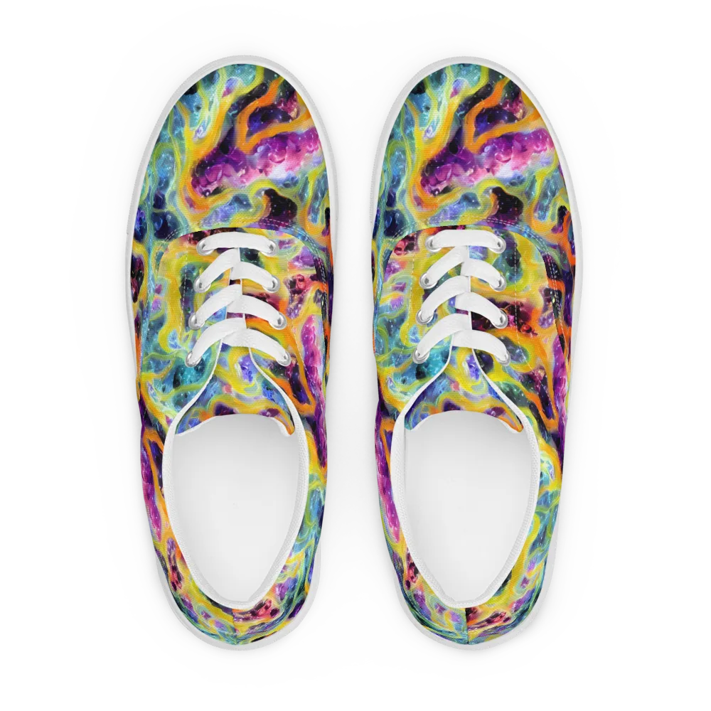 Electric Rivulet on Men's Lace-Up Canvas Shoes — Front