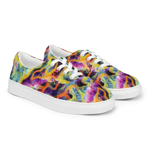 Electric Rivulet on a Men's Lace-Up Canvas Shoes