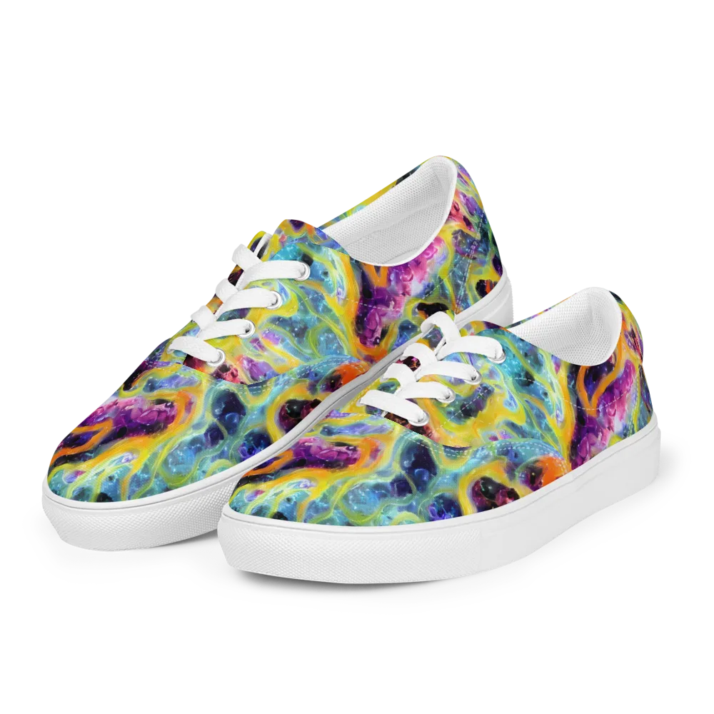Electric Rivulet on Men's Lace-Up Canvas Shoes — Left Front
