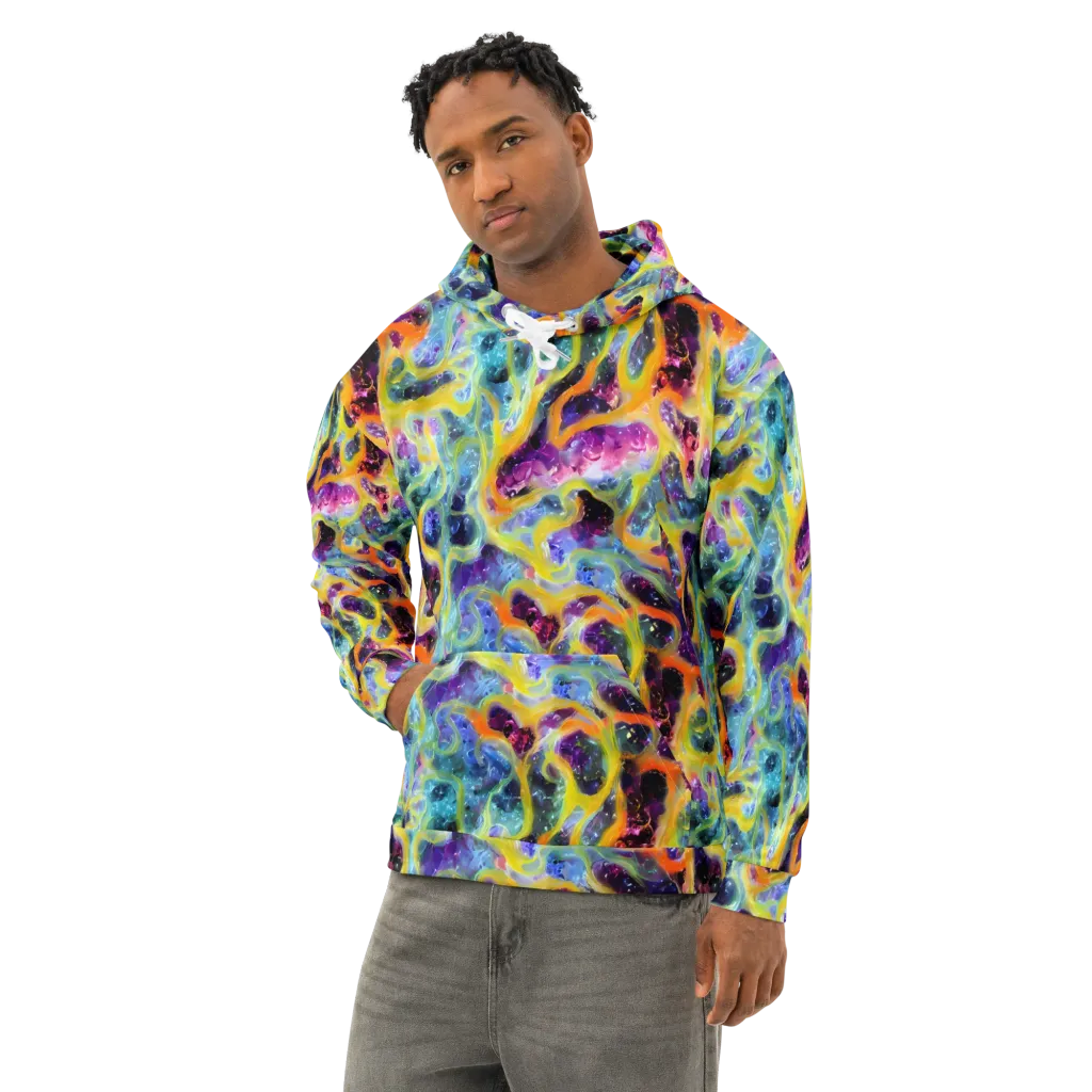 Electric Rivulet on Cotton Hoodie — Left Front