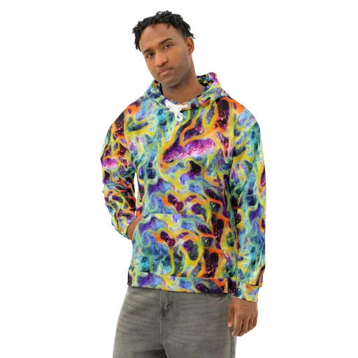 Electric Rivulet on a Cotton Hoodie