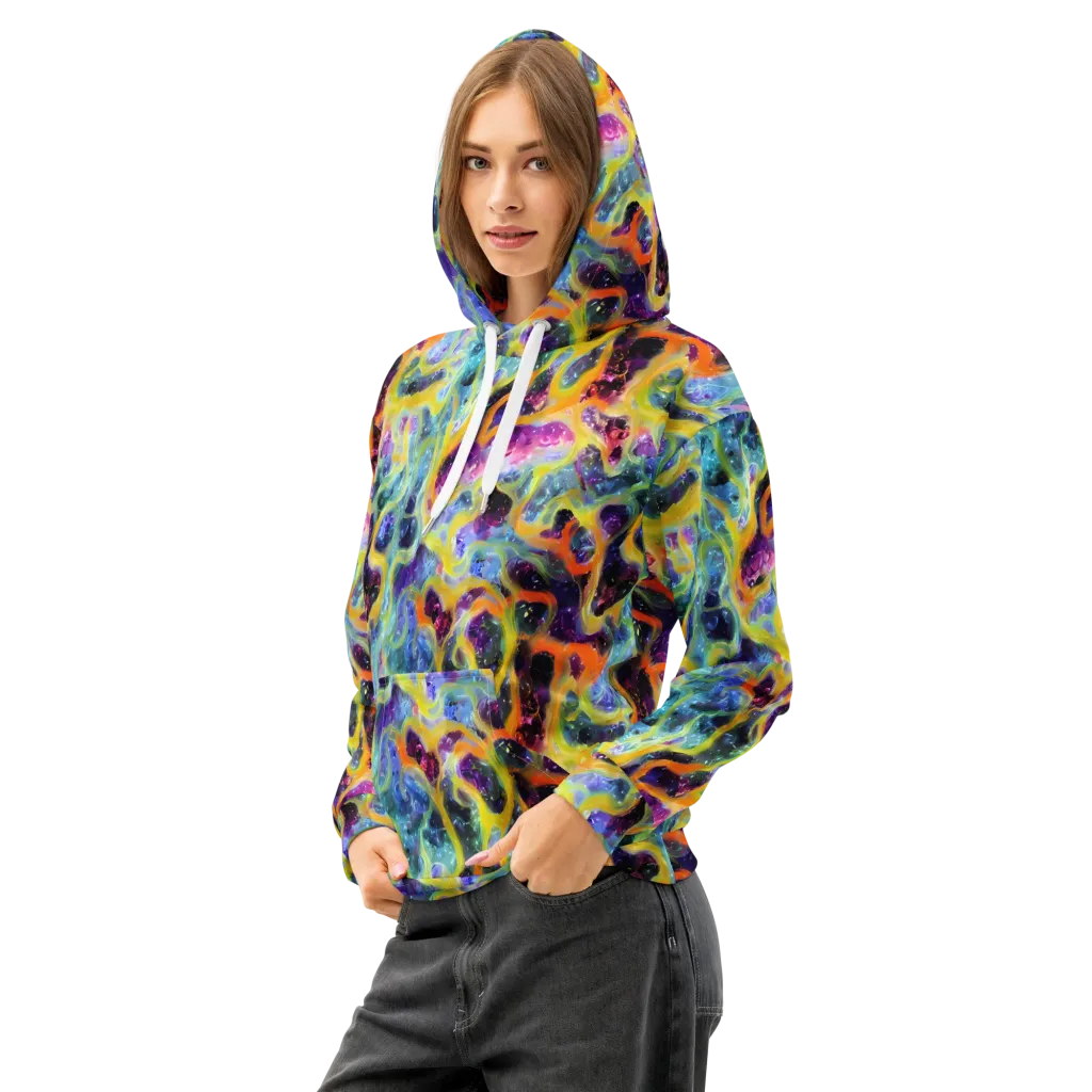 Electric Rivulet on Cotton Hoodie — Left Front