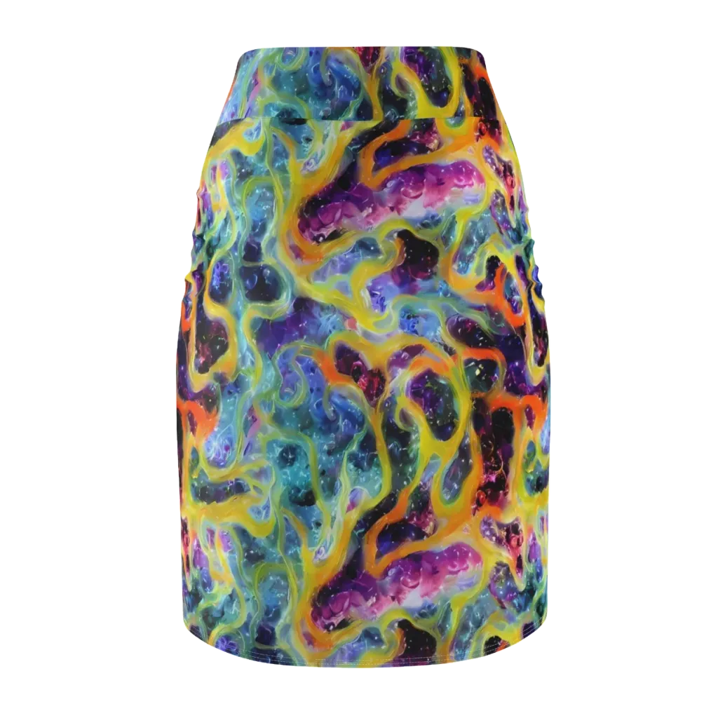 Electric Rivulet on Pencil Skirt — Back