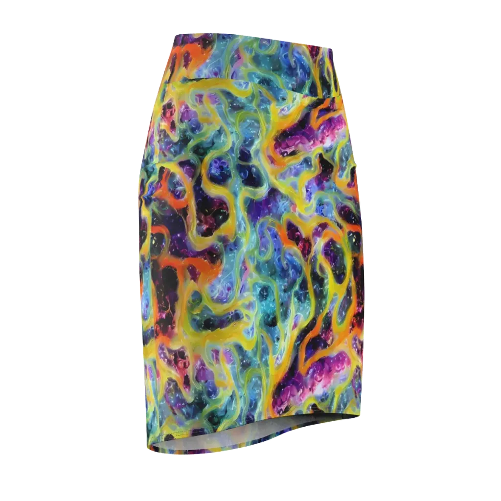 Electric Rivulet on Pencil Skirt — Front Side