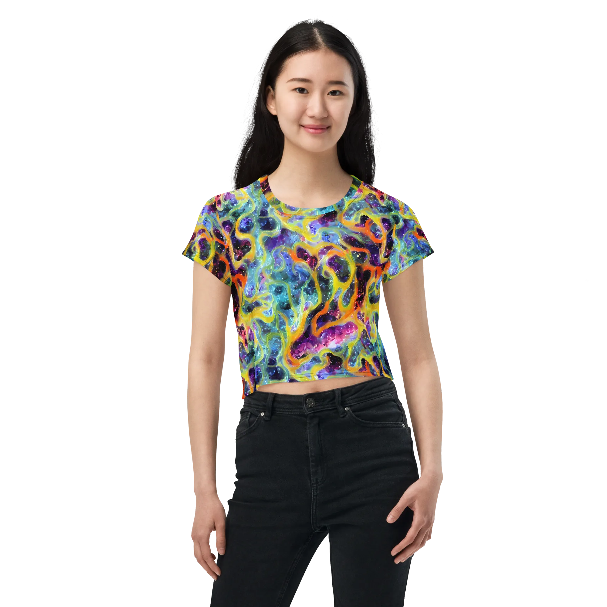 Electric Rivulet on Crop Tee — Front