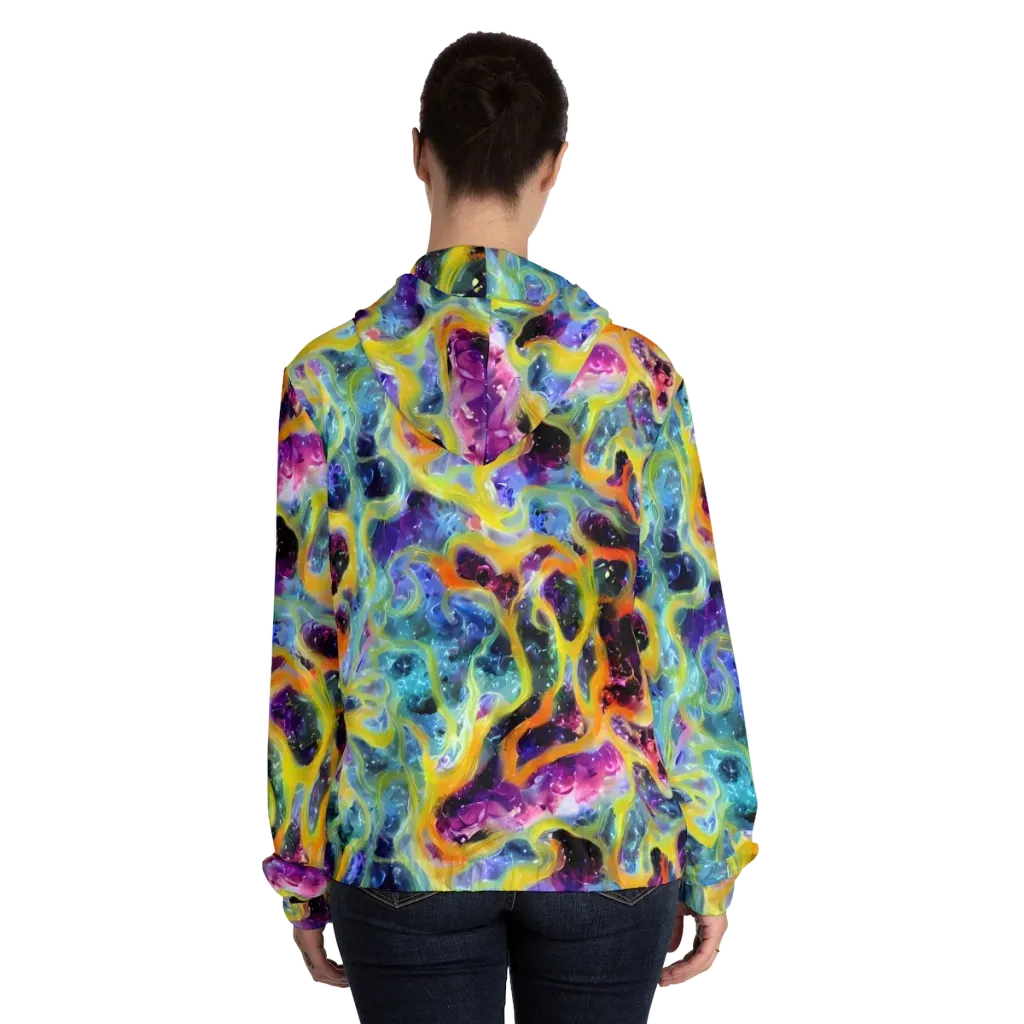 Electric Rivulet on Women's Full-Zip Hoodie — Back On Person