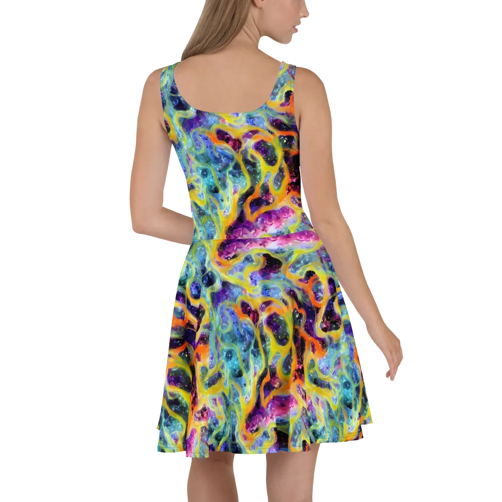 Electric Rivulet on Skater Dress — Back