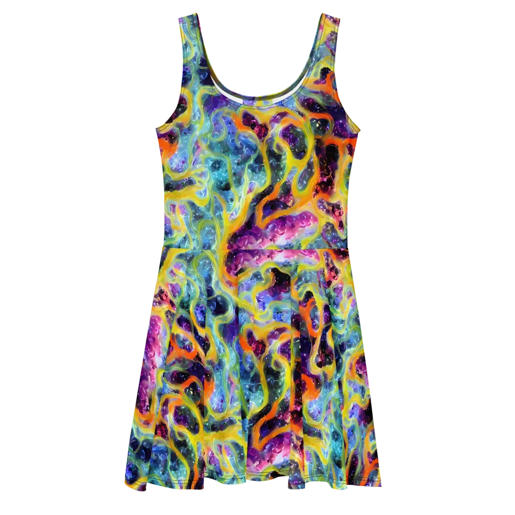 Electric Rivulet on Skater Dress — Front