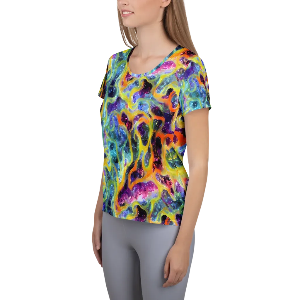 Electric Rivulet on Women's Athletic T-Shirt — Left