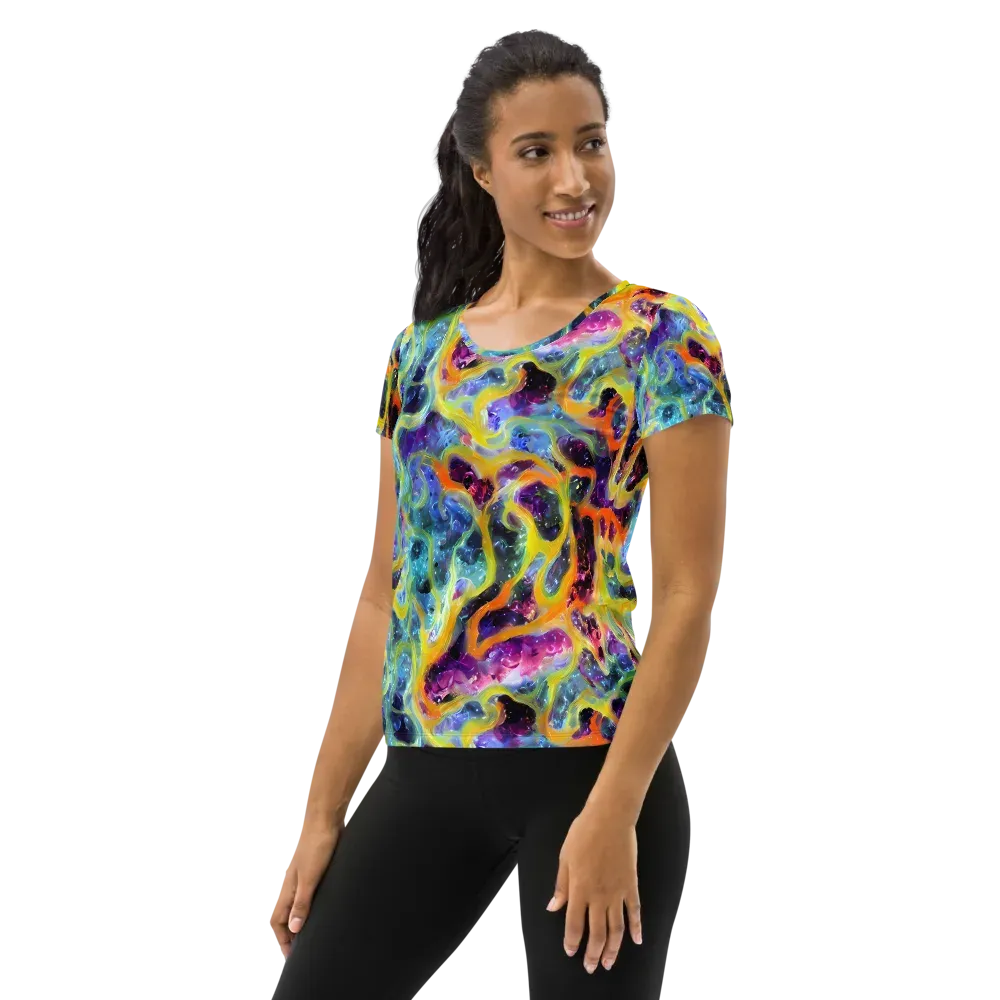 Electric Rivulet on Women's Athletic T-Shirt — Left