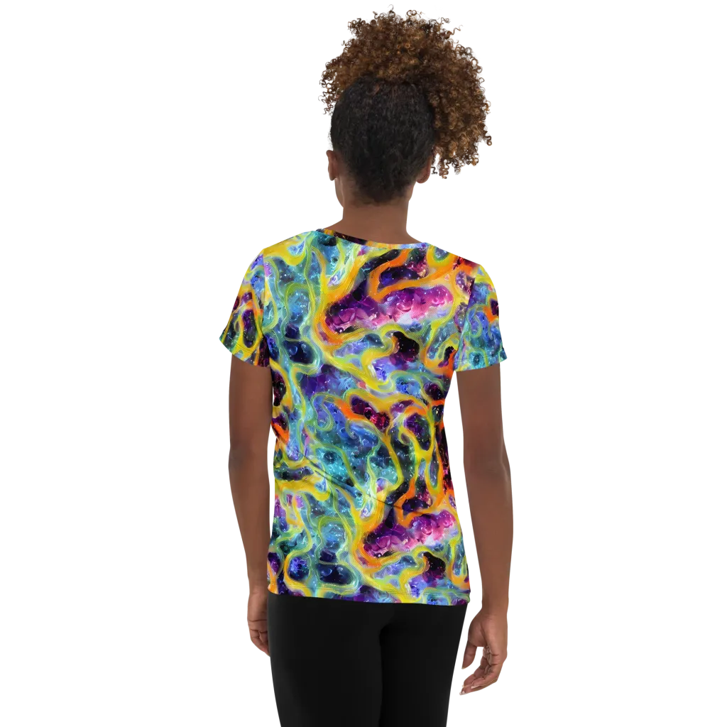 Electric Rivulet on Women's Athletic T-Shirt — Back