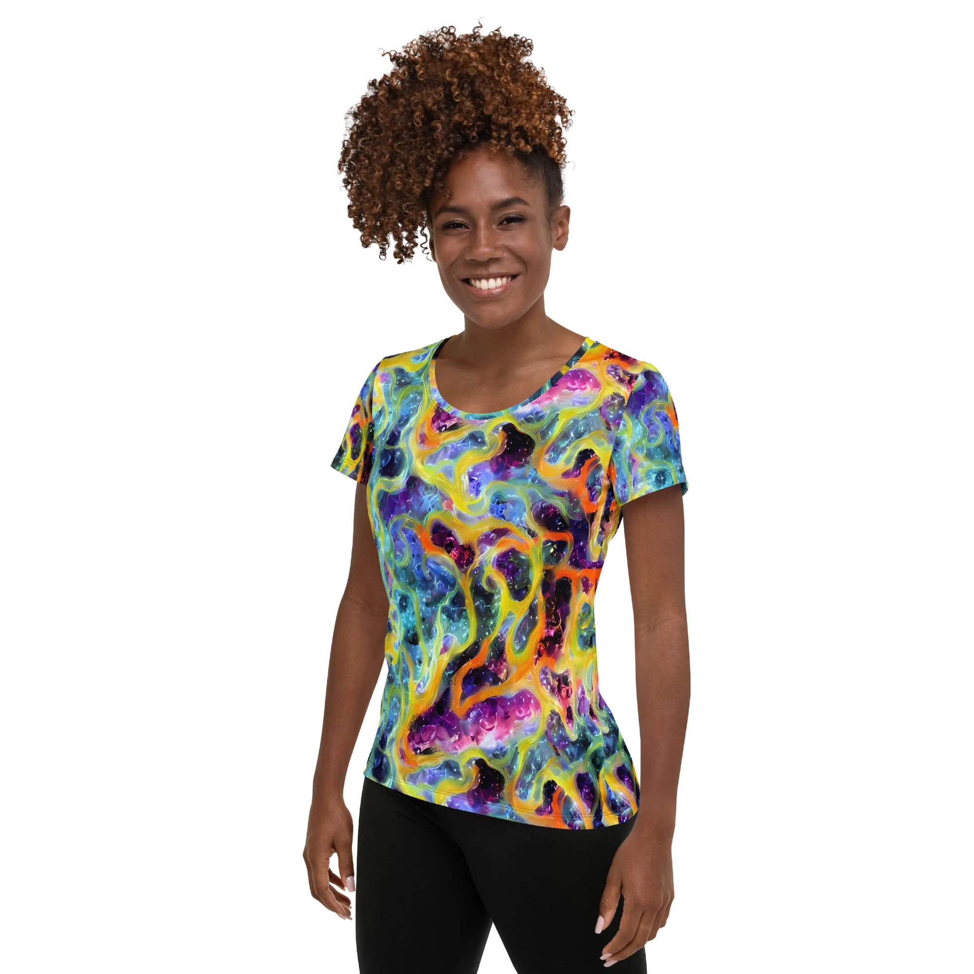 Electric Rivulet on Women's Athletic T-Shirt — Left
