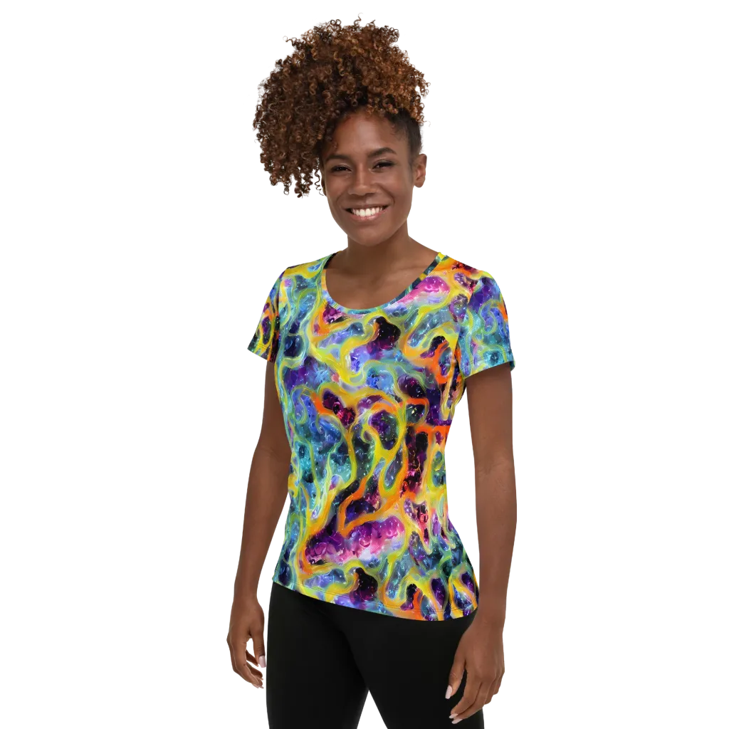 Electric Rivulet on Women's Athletic T-Shirt — Left