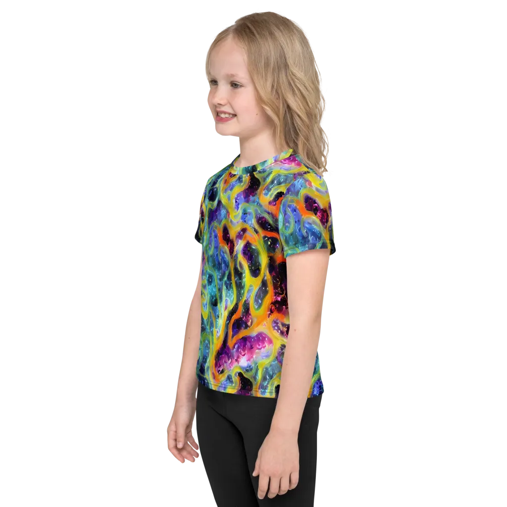 Electric Rivulet on Kids Crew Neck T-Shirt — Left