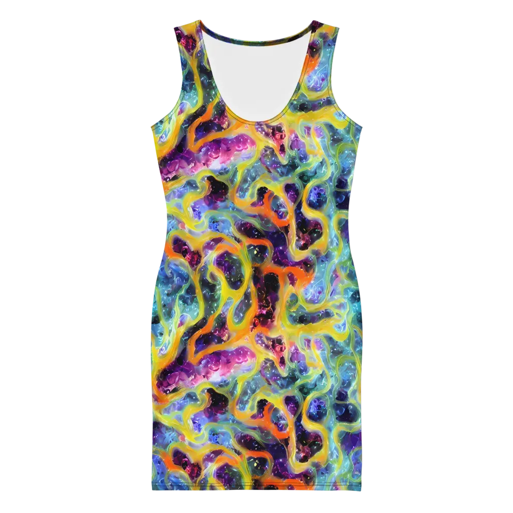 Electric Rivulet on Bodycon Dress — Front