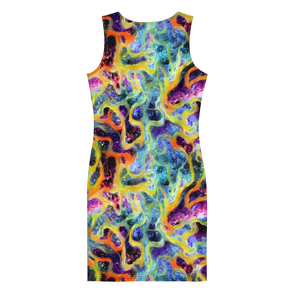 Electric Rivulet on Bodycon Dress — Back