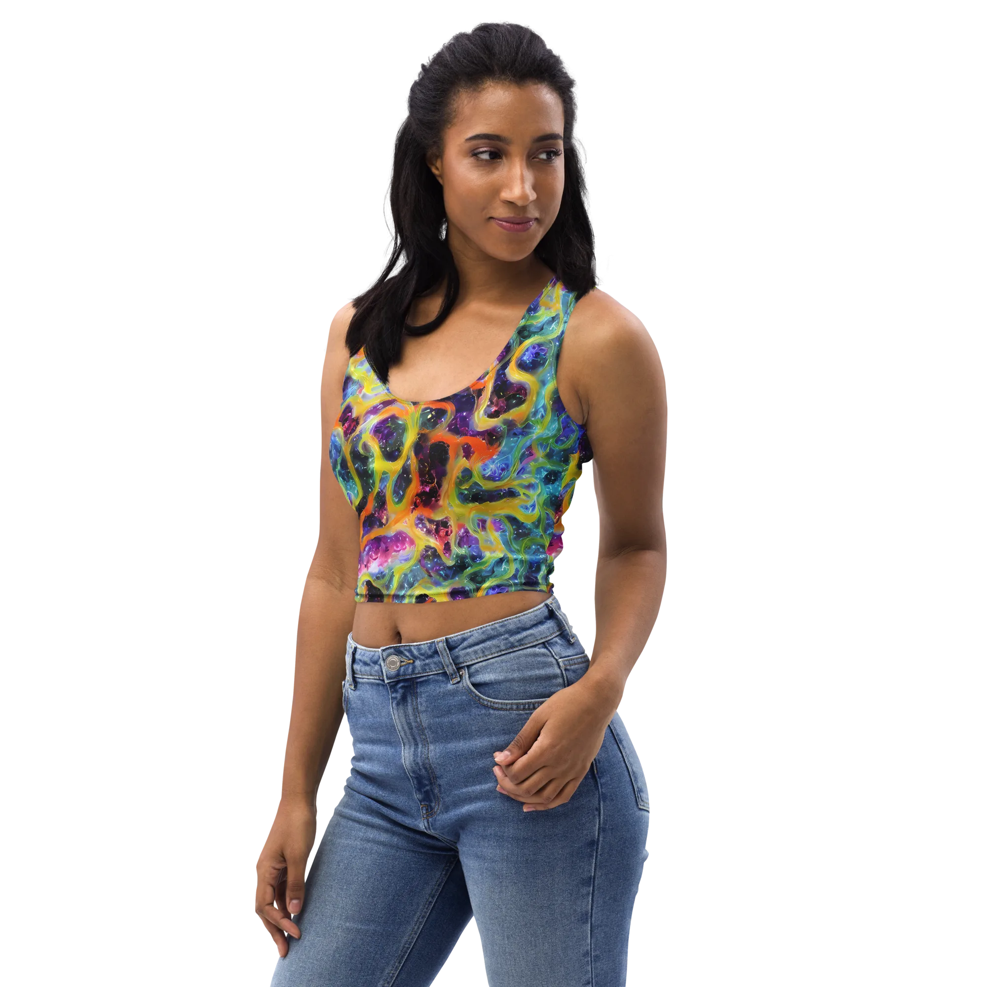 Electric Rivulet on Crop Top — Left Front