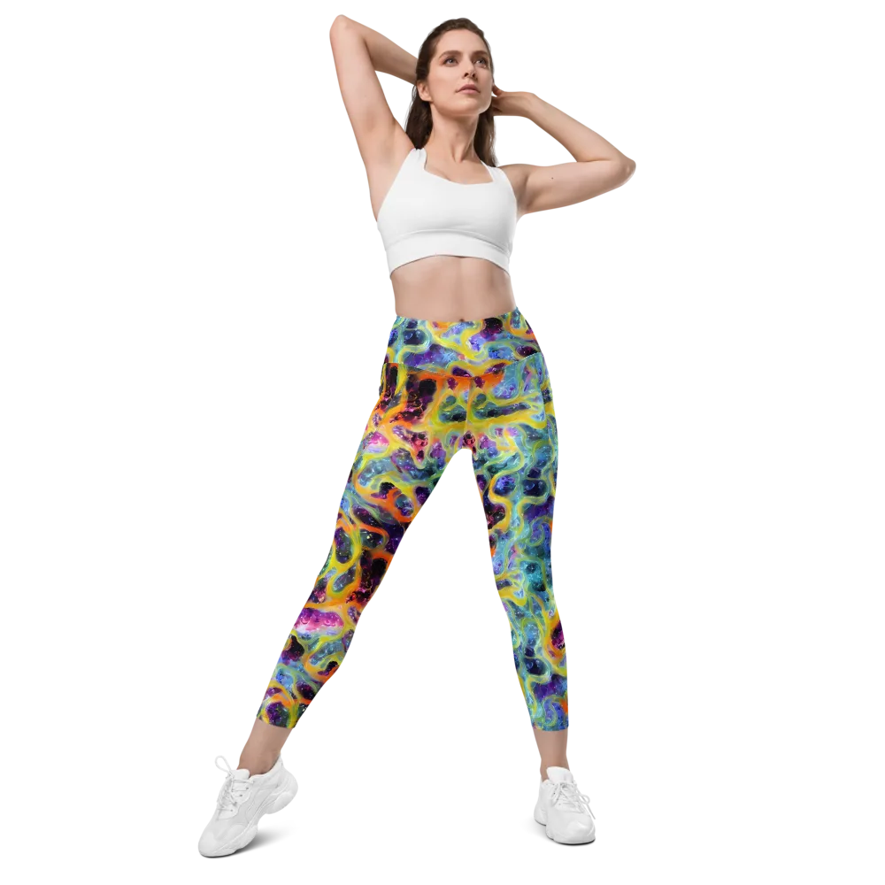 Electric Rivulet on Leggings with Pockets — Front