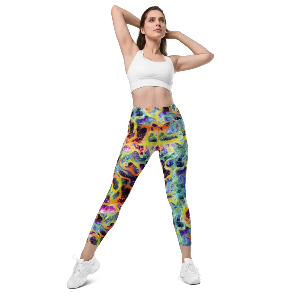 Electric Rivulet on Leggings with Pockets — Front