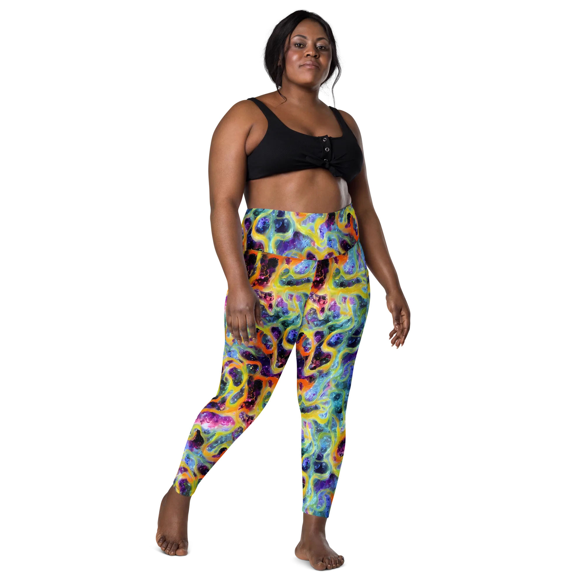Electric Rivulet on Leggings with Pockets — Front
