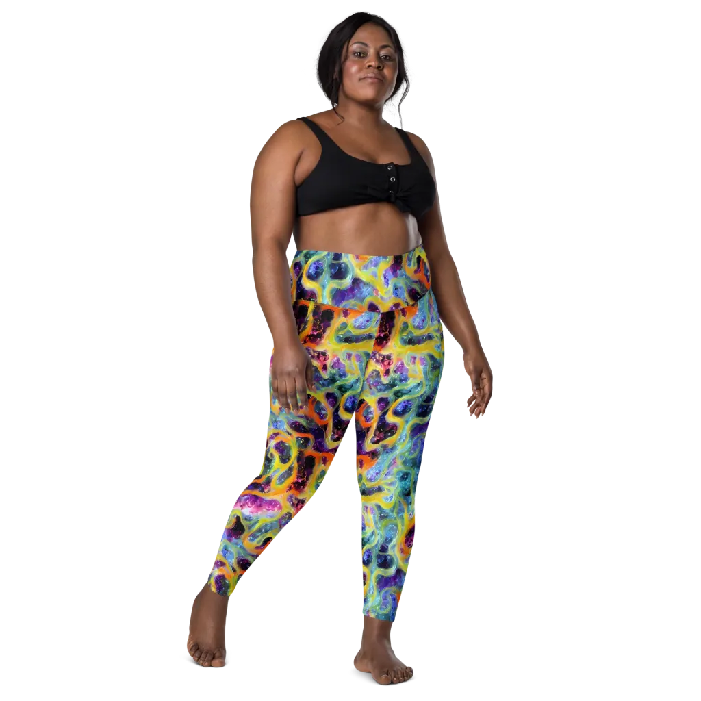 Electric Rivulet on Leggings with Pockets — Front