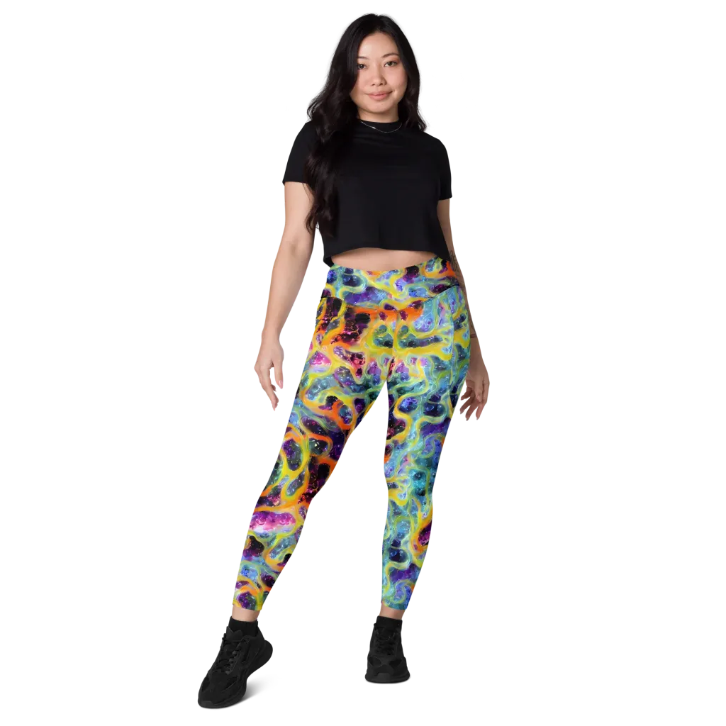 Electric Rivulet on Leggings with Pockets — Front