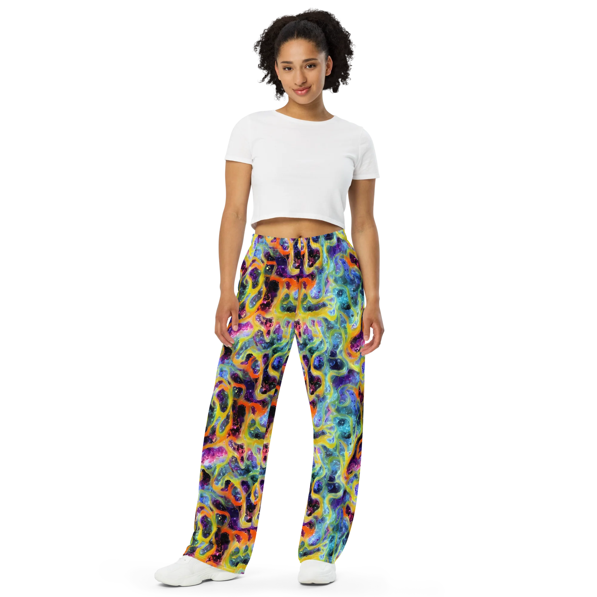 Electric Rivulet on Wide-Leg Pants — Front