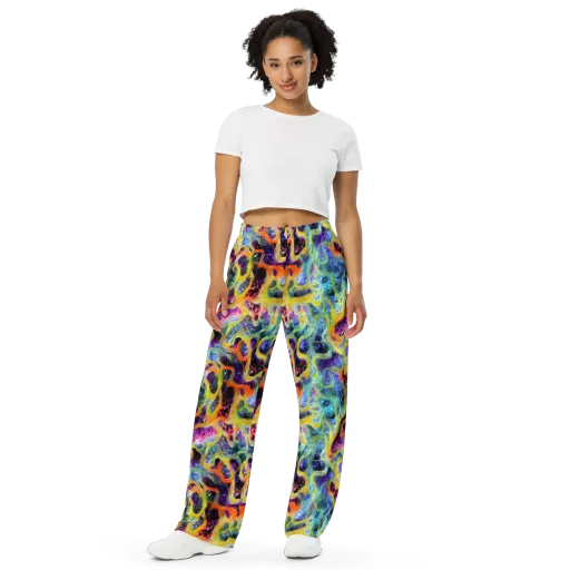 Electric Rivulet on a Wide-Leg Pants