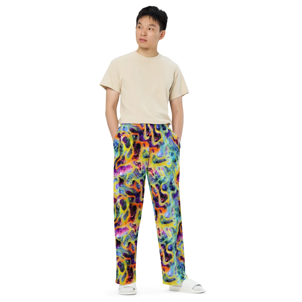 Electric Rivulet on Wide-Leg Pants — Front
