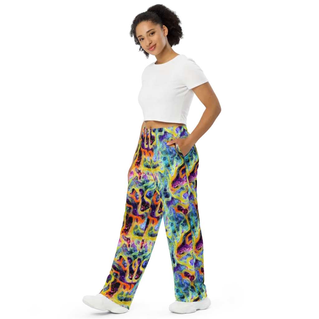 Electric Rivulet on Wide-Leg Pants — Left Front