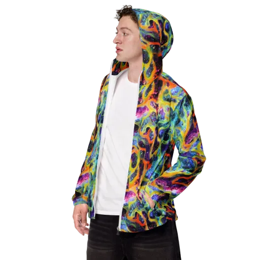 Electric Rivulet on a Men's Windbreaker