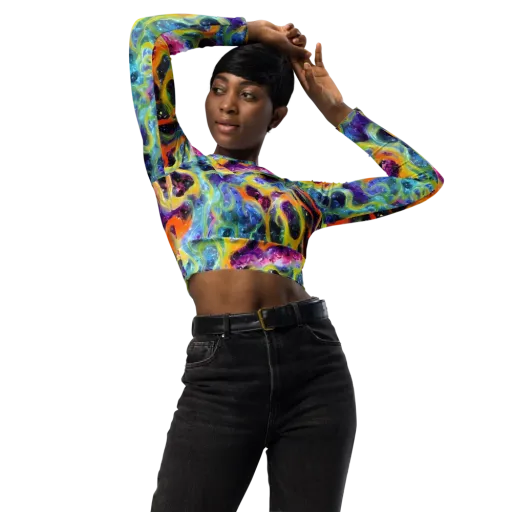 Electric Rivulet on a Long Sleeve Crop Top
