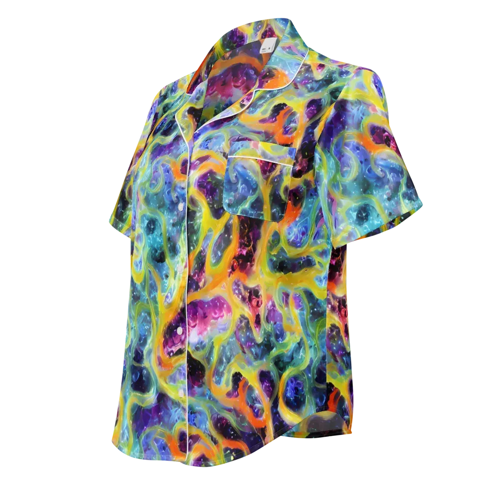 Electric Rivulet on Women's Short Sleeve Pajama Top — Left Front