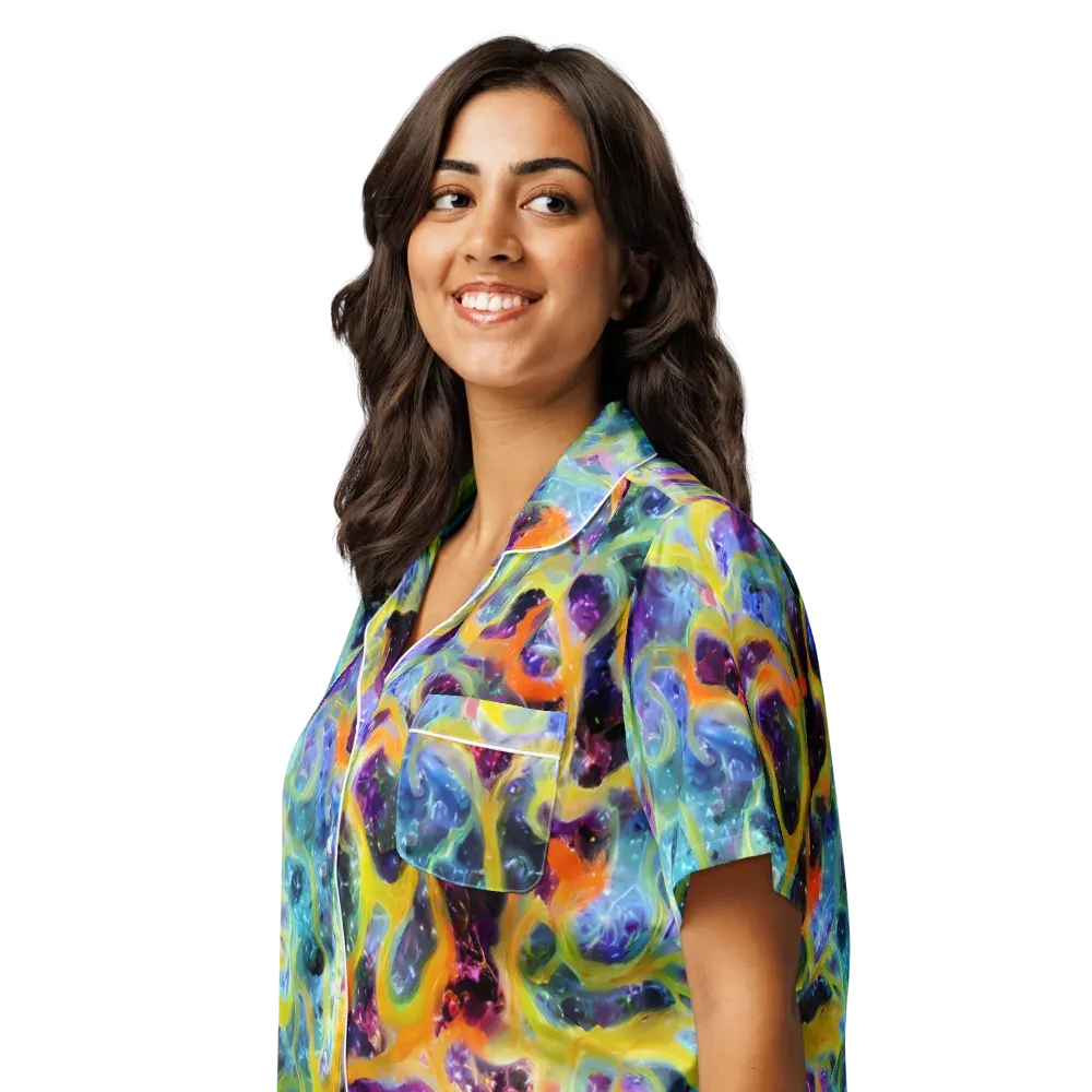 Electric Rivulet on Women's Short Sleeve Pajama Top — Left Front