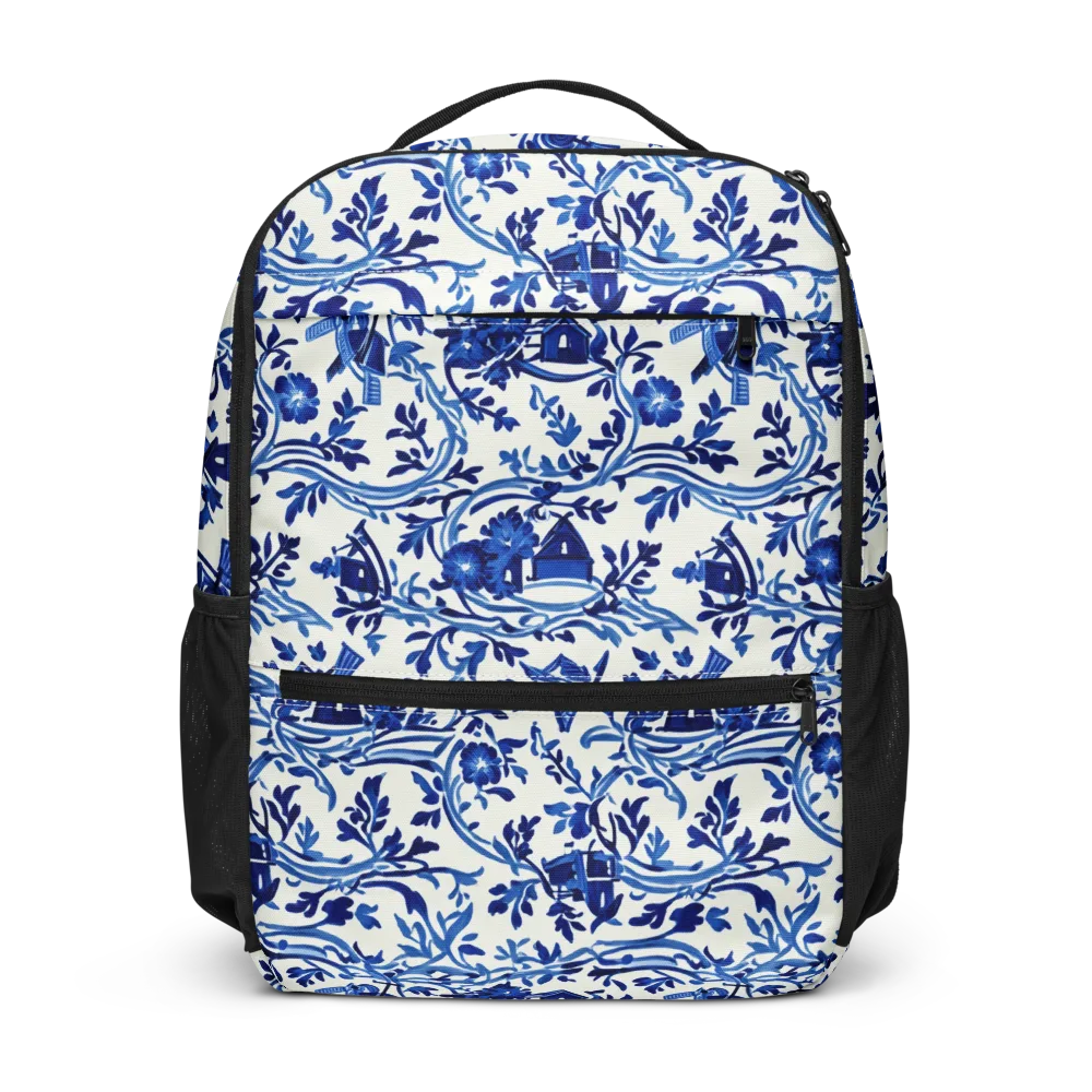Blue Delft Meadow on Utility Backpack — Front