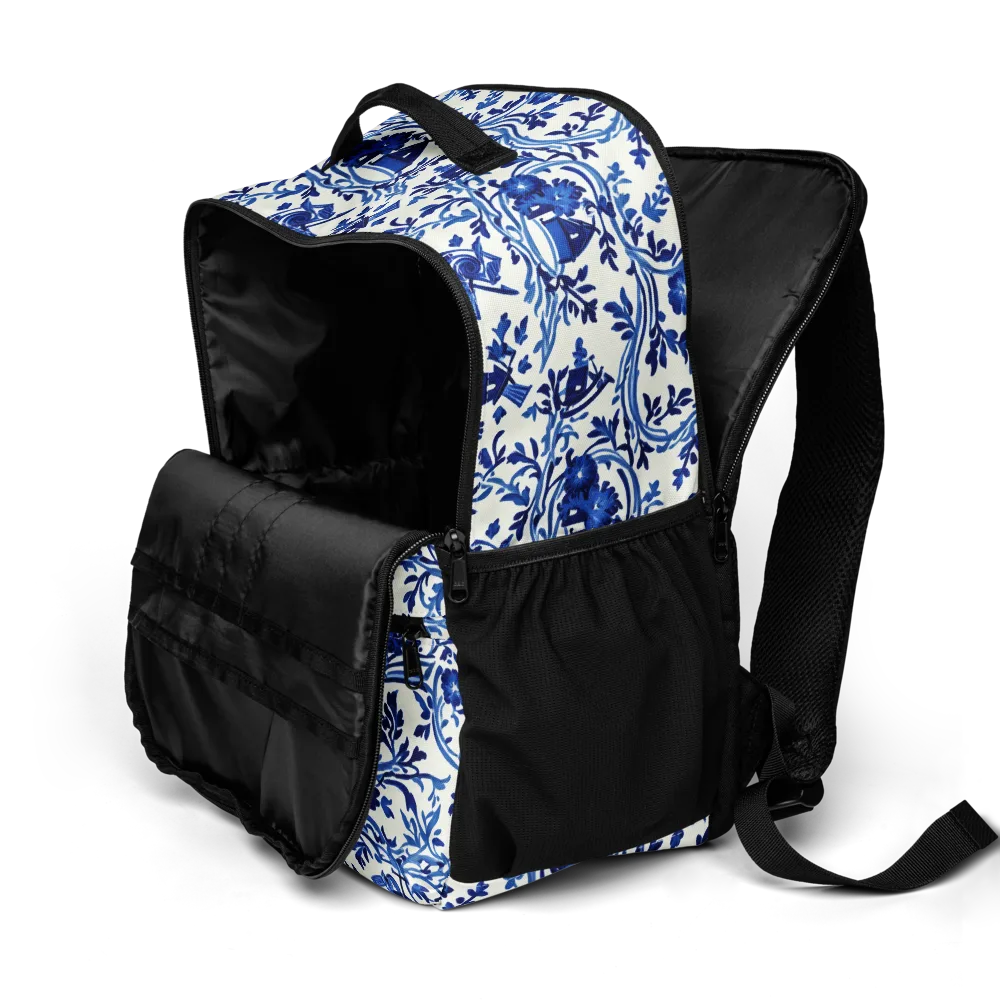 Blue Delft Meadow on Utility Backpack — Product details 2