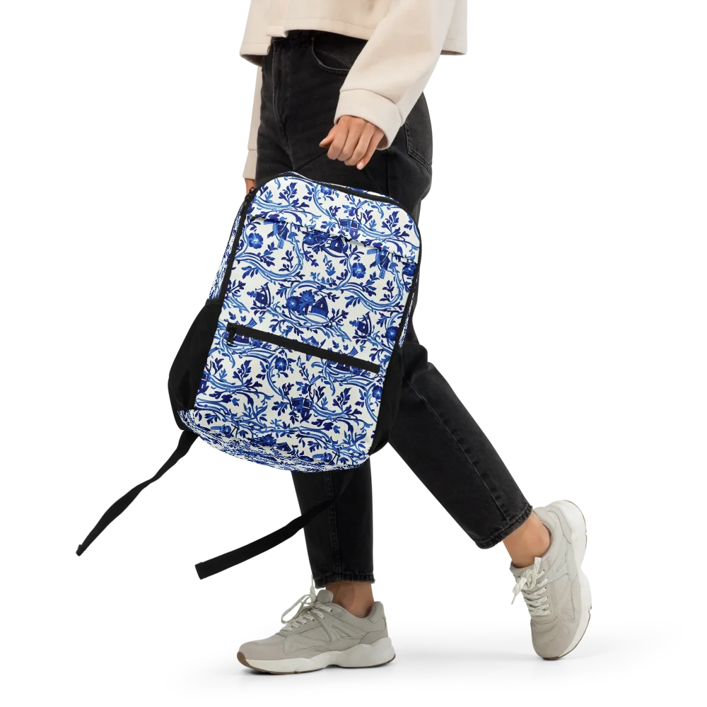 Blue Delft Meadow on Utility Backpack — Front