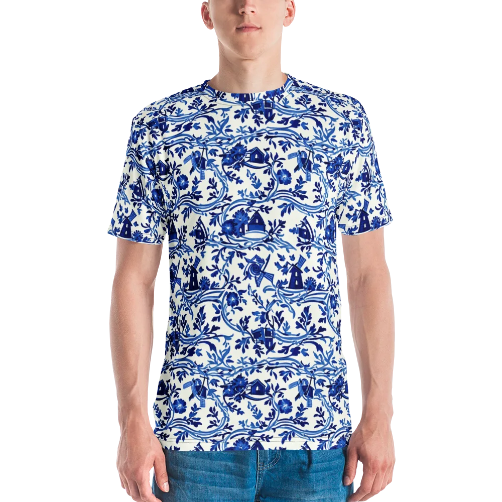 Blue Delft Meadow on Men's Crew Neck T-Shirt — Front