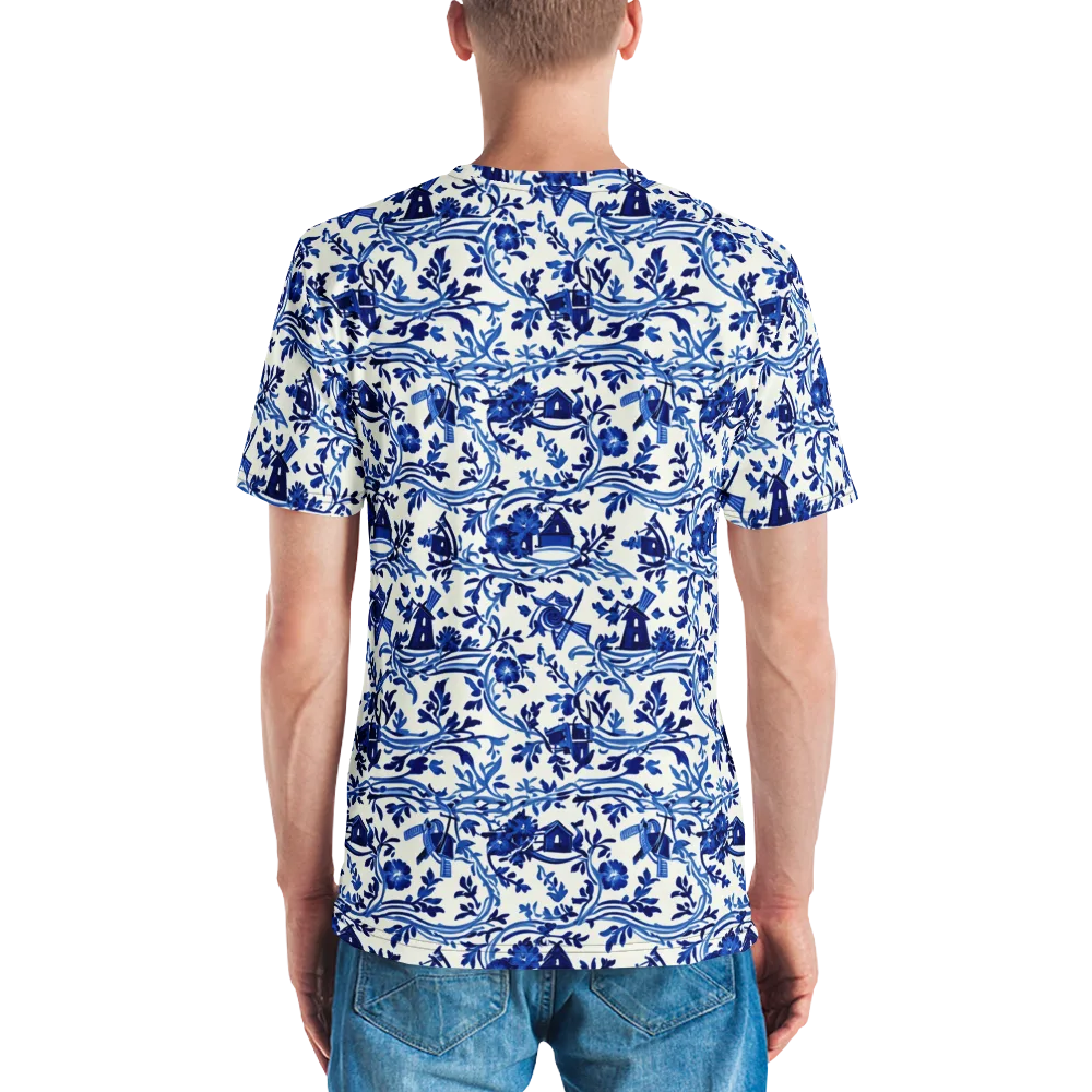 Blue Delft Meadow on Men's Crew Neck T-Shirt — Back