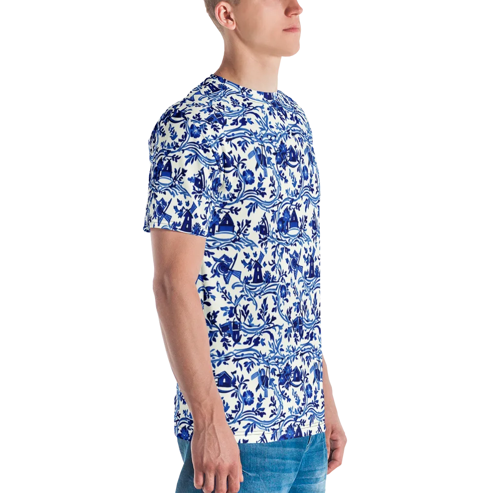 Blue Delft Meadow on Men's Crew Neck T-Shirt — Right