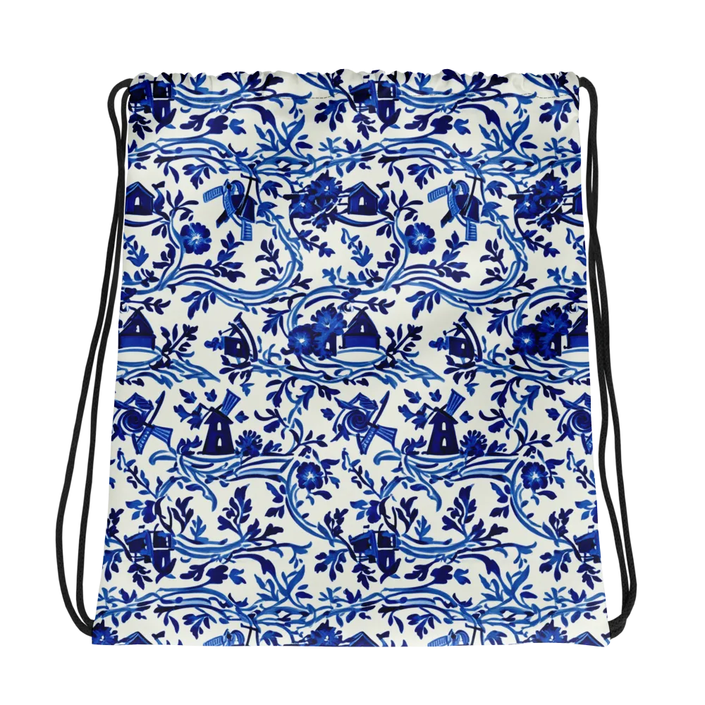 Blue Delft Meadow on Drawstring Bag — Photo