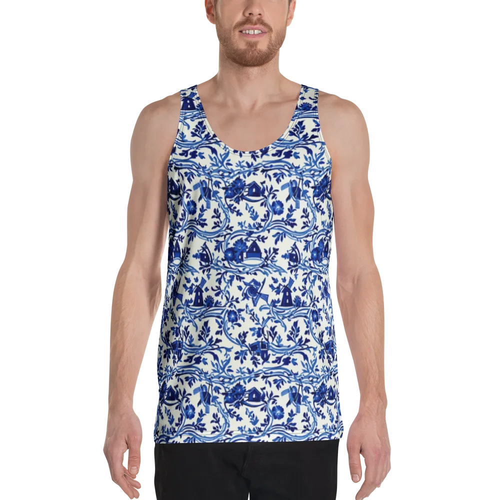 Blue Delft Meadow on Men's Tank Top — Front