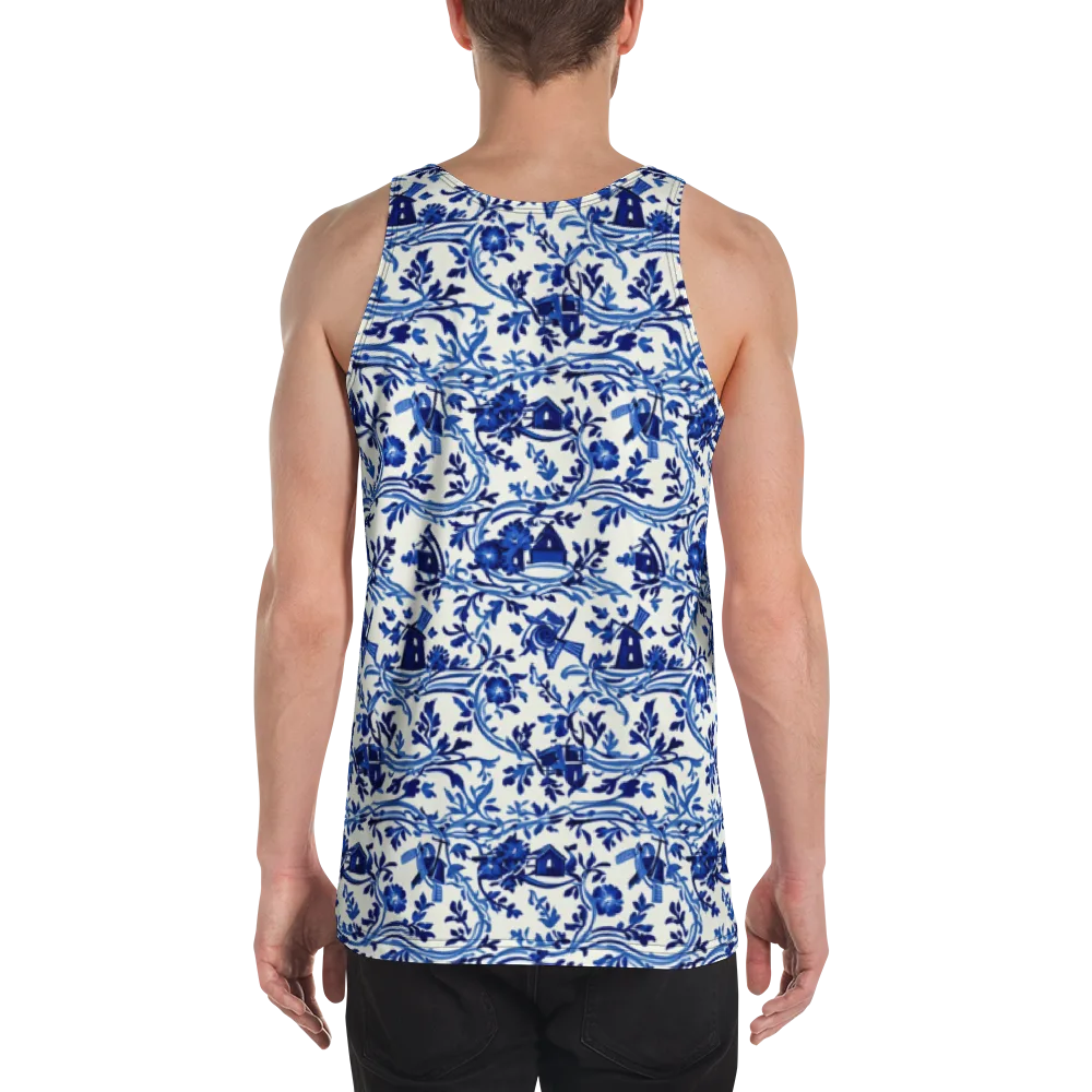 Blue Delft Meadow on Men's Tank Top — Back
